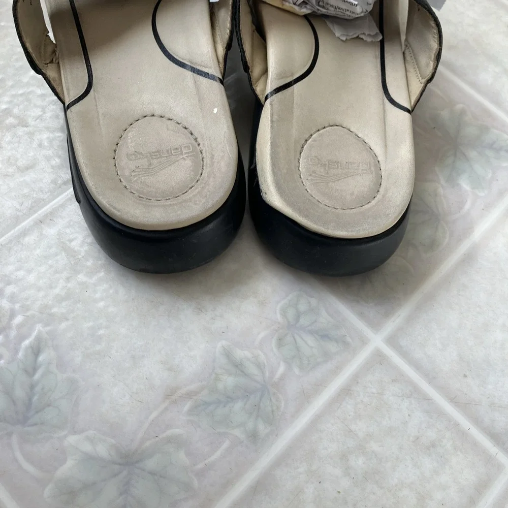 Dansko Leather Slide Sandals Womens 41‎ US 10 Black Comfort Orthopedic Travel